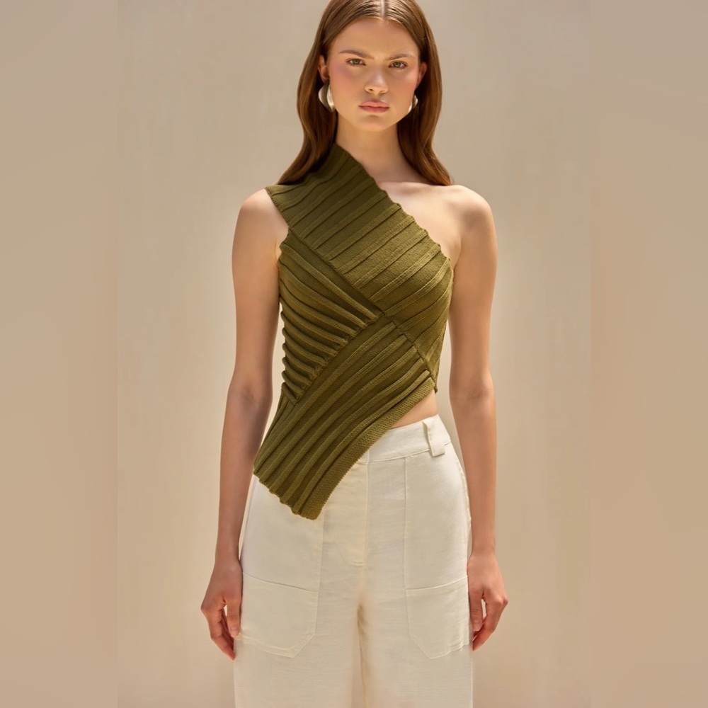 Cult Gaia Del Knit One Shoulder Top